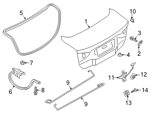 2019 Ford Police Responder Hybrid Trunk Lid & Components Diagram