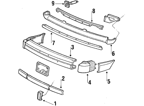 1988 Ford Escort Bumper Cover Guide, Front Driver Side Diagram for E8FZ17C973A