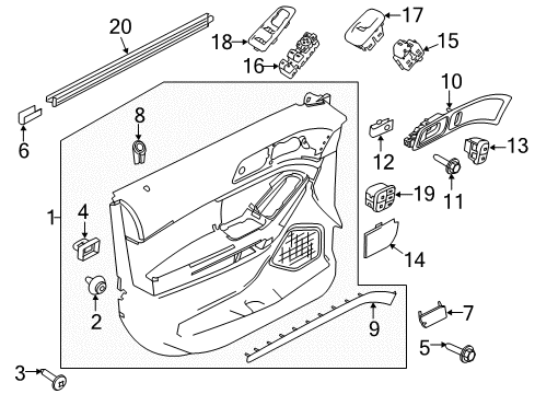 2018 Ford Explorer Interior Trim - Front Door Diagram