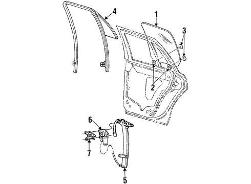 2000 Ford Crown Victoria Glass - Door Diagram 2 - Thumbnail