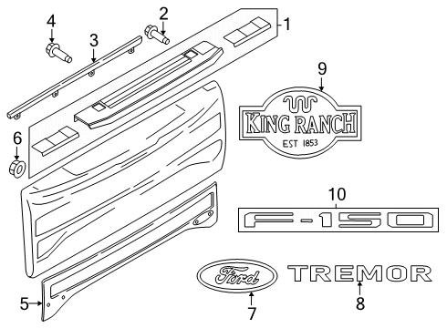 2024 Ford F-150 Exterior Trim - Tail Gate Diagram 2 - Thumbnail