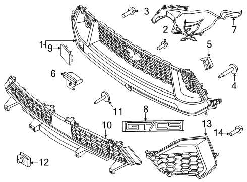 2025 Ford Mustang Grille & Components Diagram 3 - Thumbnail