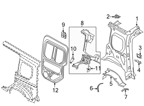 2017 Ford Transit Connect Inner Structure - Side Panel Diagram 5 - Thumbnail