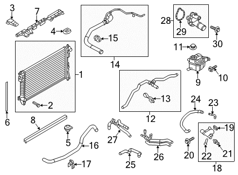 2014 Ford Special Service Police Sedan Radiator & Components Diagram
