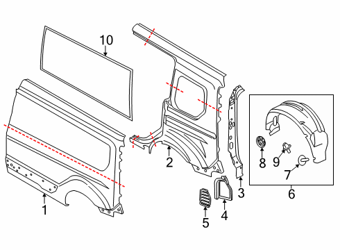 2021 Ford Transit Connect Side Panel & Components Diagram 8 - Thumbnail