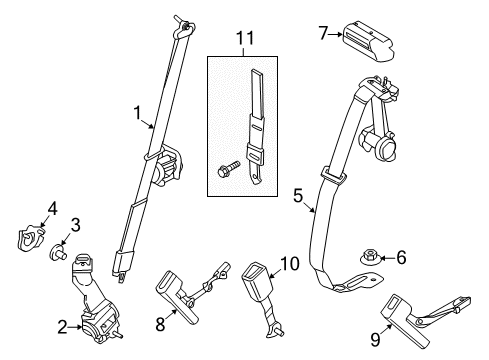 2022 Ford F-350 Super Duty Rear Seat Belts Diagram 2 - Thumbnail