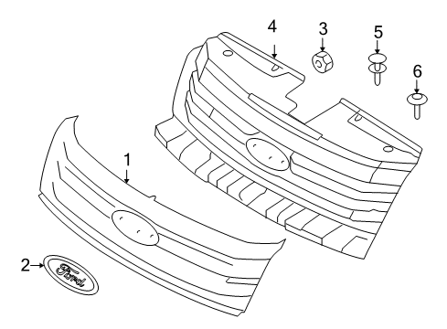 2009 Ford Taurus X Grille & Components Diagram