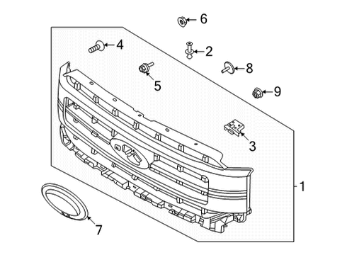 2022 Ford F-150 Grille & Components Diagram 3 - Thumbnail