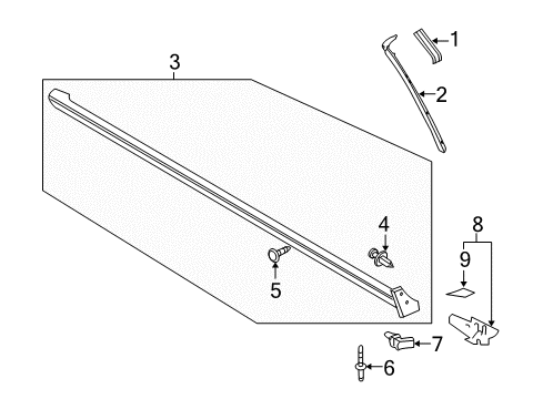 2012 Ford Mustang Exterior Trim - Pillars Diagram