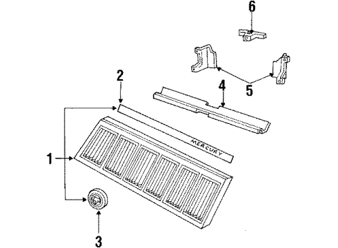 1984 Mercury Lynx Grille & Components Diagram