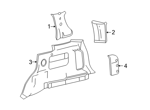 2005 Mercury Mariner Upper Trim Panel, Rear Inner Passenger Side Diagram for 5L8Z-7831004-BAB