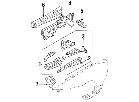 1996 Ford Probe Inner Components - Fender Diagram