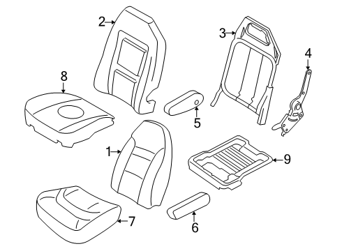 2017 Ford E-350 Super Duty Passenger Seat Components Diagram