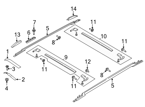 2020 Ford Expedition Roof Rail, Driver Side Diagram for JL1Z-7855115-JA