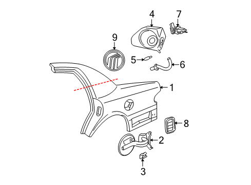 2003 Mercury Marauder Quarter Panel & Components Diagram