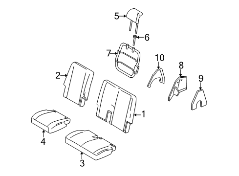 2006 Ford Freestyle Seat Back Cover, Charcoal, Rear Passenger Side Diagram for 5F9Z-7466600-FAC