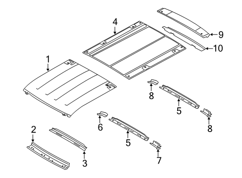 2020 Ford Transit-350 HD Panel Assembly - Roof Diagram for EK4Z-6150202-G