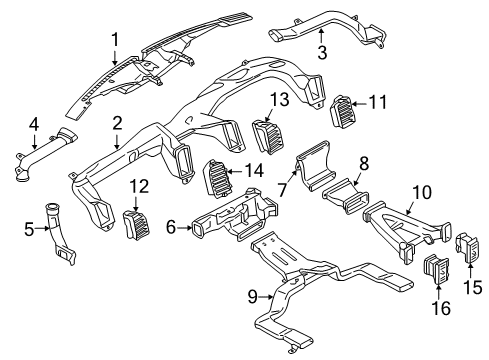 2020 Ford F-150 Duct, Center Outer Diagram for FL3Z-19D633-A