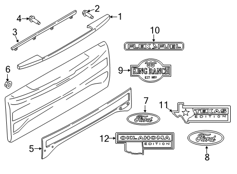 2017 Ford F-350 Super Duty Exterior Trim - Tail Gate Diagram