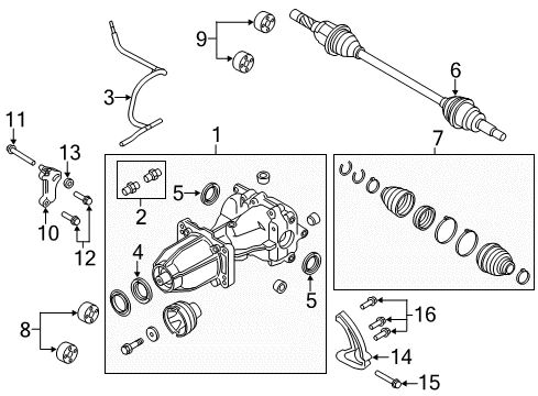 2013 Lincoln MKT Differential Assembly, Rear Diagram for S-152-D