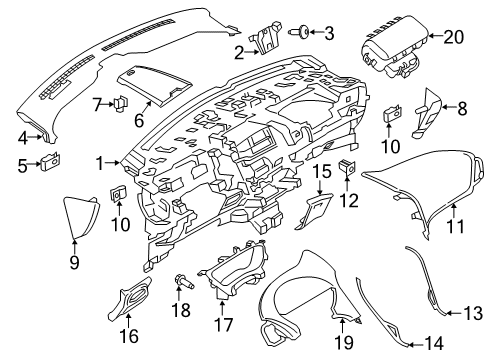2019 Lincoln Nautilus Instrument Panel Components Diagram 2 - Thumbnail