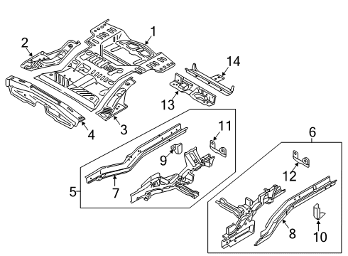 2019 Lincoln Nautilus Rear Floor & Rails Diagram
