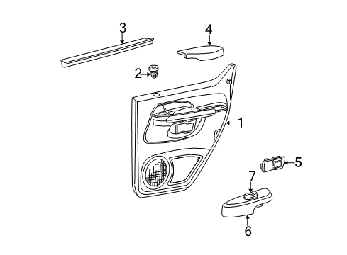 2001 Ford Explorer Sport Trac Interior Trim - Rear Door Diagram