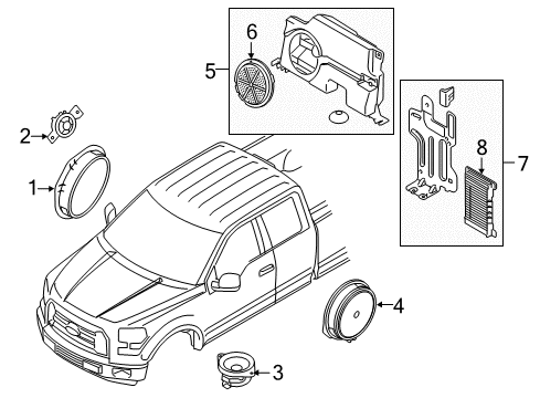 2015 Ford F-150 Woofer, Rear Diagram for FL3Z-18808-J