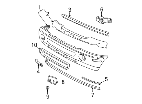 2002 Mercury Mountaineer Bumper & Components - Front Diagram
