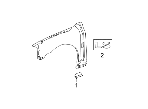 2000 Lincoln LS Exterior Trim - Fender Diagram