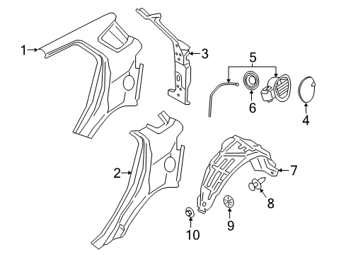 2018 Ford EcoSport Quarter Panel & Components Diagram