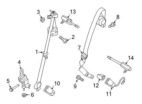 2021 Lincoln Nautilus Outer Belt Assembly Nut Diagram for -W623484-S2