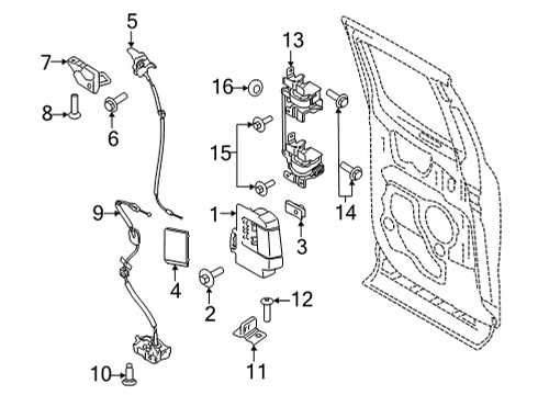 2024 Ford F-150 Rear Door - Lock & Hardware Diagram 3 - Thumbnail