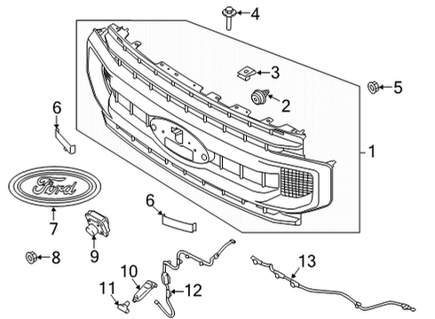 2021 Ford F-250 Super Duty Grille & Components Diagram 5 - Thumbnail