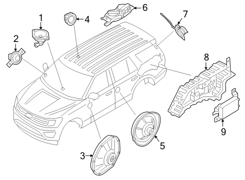 2024 Ford Expedition Speaker, Driver Side Diagram for JL3Z-18808-DA