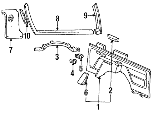 1992 Ford Bronco Interior Trim - Quarter Panels Diagram