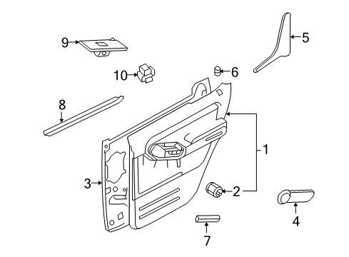 2010 Ford Explorer Sport Trac Interior Trim - Rear Door Diagram