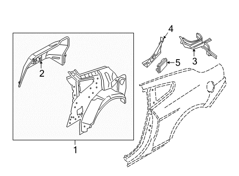 2016 Ford Mustang Inner Structure - Quarter Panel Diagram