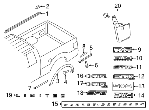 2011 Ford F-150 Exterior Trim - Pick Up Box Diagram 5 - Thumbnail