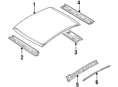 1998 Mercury Tracer Roof Panel Diagram for F8CZ-5450202-AA