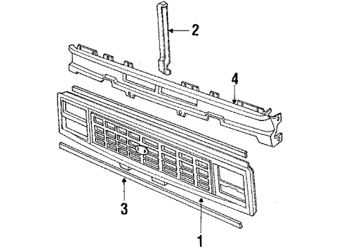 1990 Ford E-250 Econoline Grille & Components Diagram