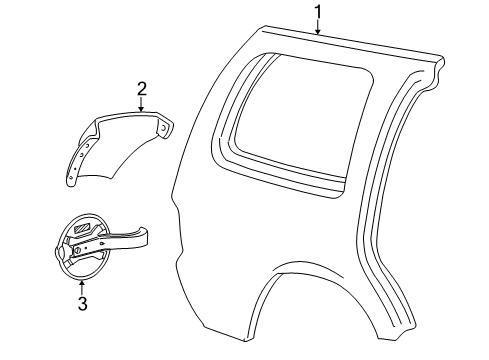 2000 Ford Excursion Quarter Panel & Components Diagram