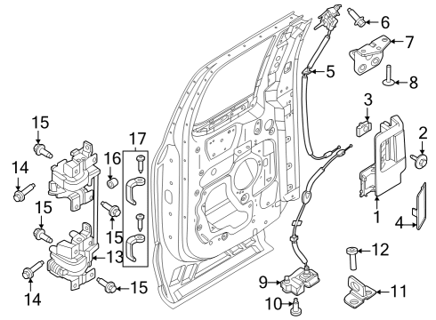 2024 Ford F-250 Super Duty Rear Door - Lock & Hardware Diagram 2 - Thumbnail