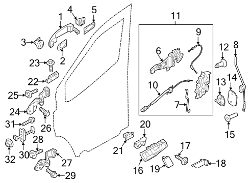 2016 Ford Transit-150 Front Door - Lock & Hardware Diagram