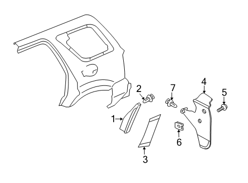 2008 Mercury Mariner Exterior Trim - Quarter Panel Diagram 2 - Thumbnail