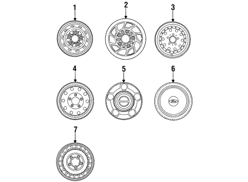 1992 Ford Bronco Wheel Covers & Trim Diagram