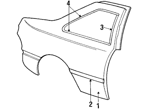 1988 Mercury Topaz Quarter Panel & Components Diagram 2 - Thumbnail