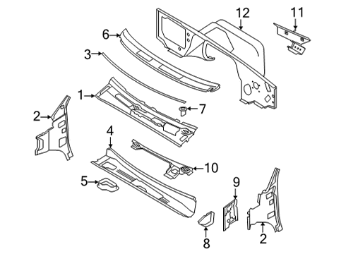 2025 Ford E-350 Super Duty Cab Cowl Diagram