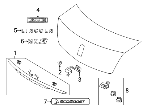 2016 Lincoln MKS Exterior Trim - Trunk Diagram
