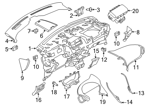 2016 Lincoln MKX Instrument Panel Components Diagram 2 - Thumbnail